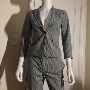 Ann Taylor Black and White Striped Garment
